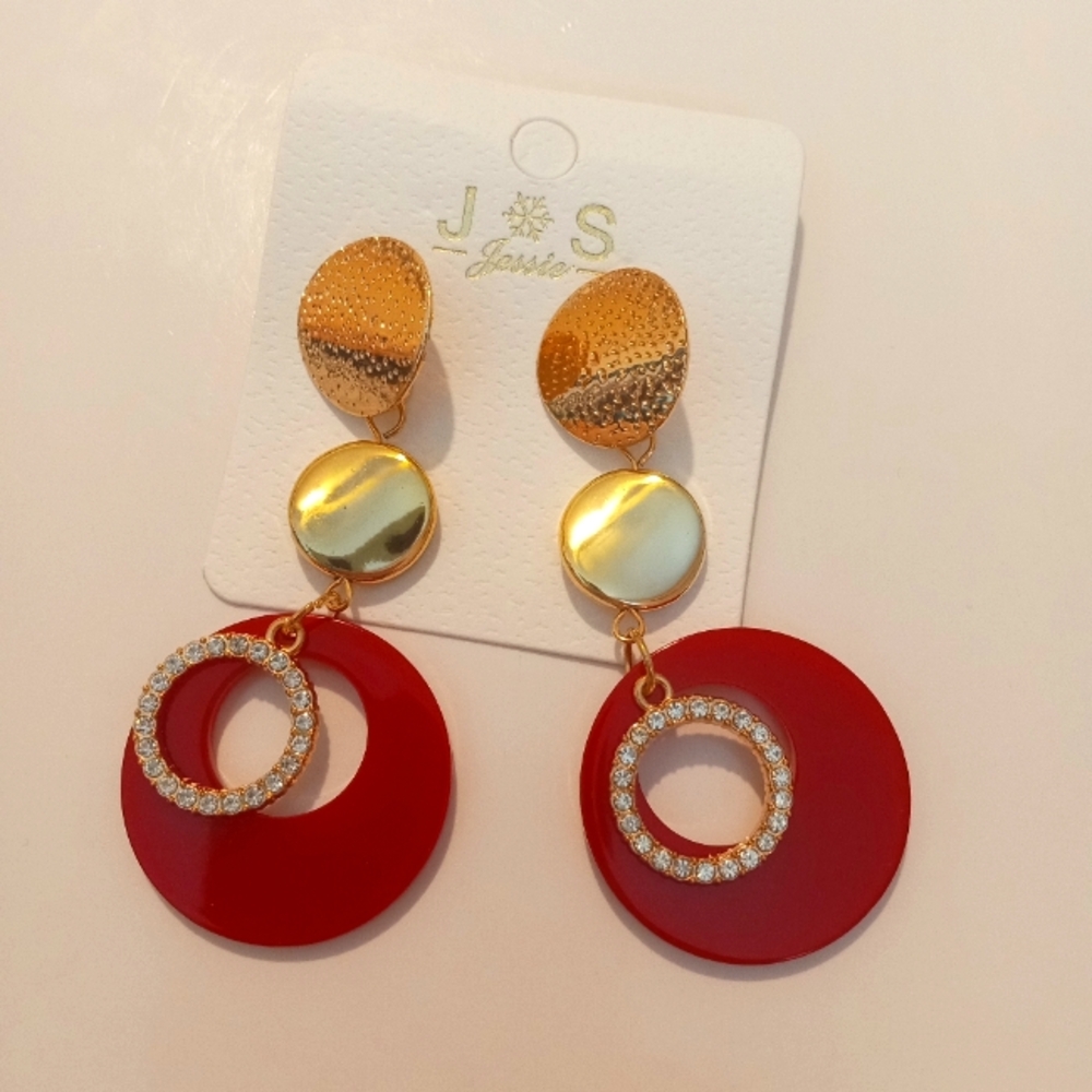 Jessie Long Circle Dangle Earrings